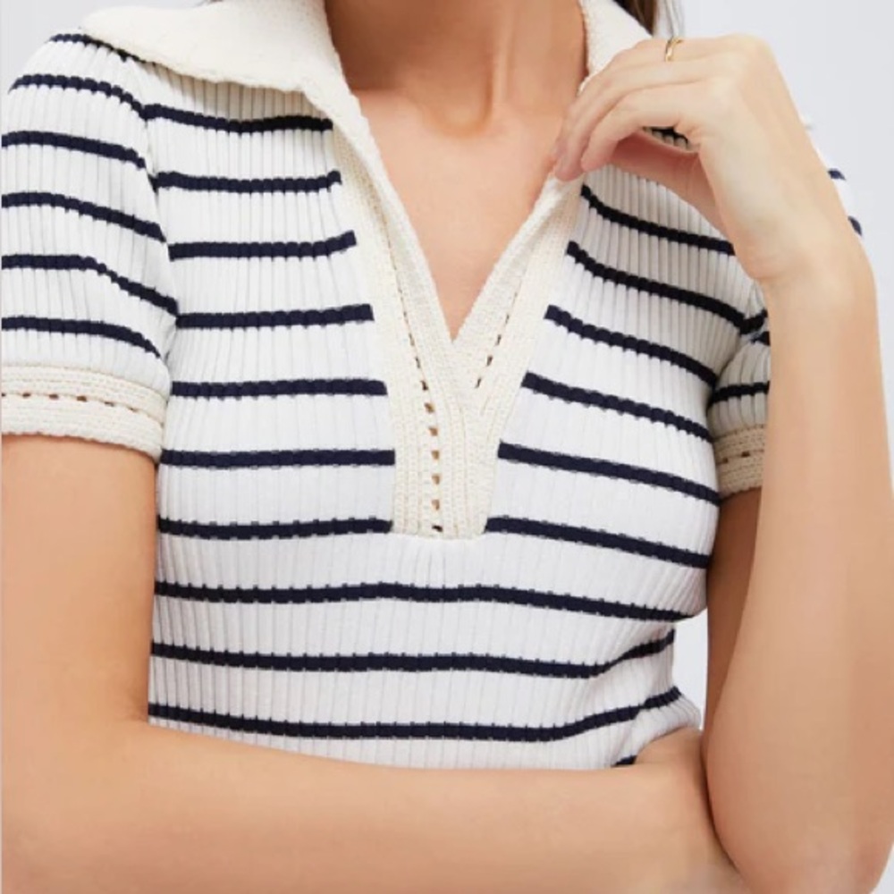 Tuckernuck White Maxi Dress with Navy Striped Knit Bodice - Picture 3 of 6